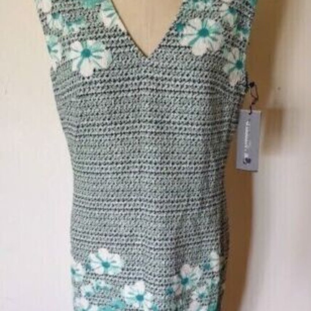 NEW KARL LAGERFELD Size 10 Green Black Hawaiian Tropical Print Sundress - Picture 3 of 7